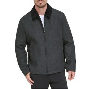 Dockers Men’s Wool Blend Jacket Large Quilted Lined Charcoal Gray